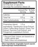 Sunrider Suntrim Plus Supplement Facts & Ingredients: Calories 10 per serving, Fat 0.5g, Total Carb 1g, Ingredients: Theobroma Cacao Extract, Green Coffee Bean Extract, Green Tea Extract, Garcinia Fruit Extract, and Polygonum Cuspidatum Extract
